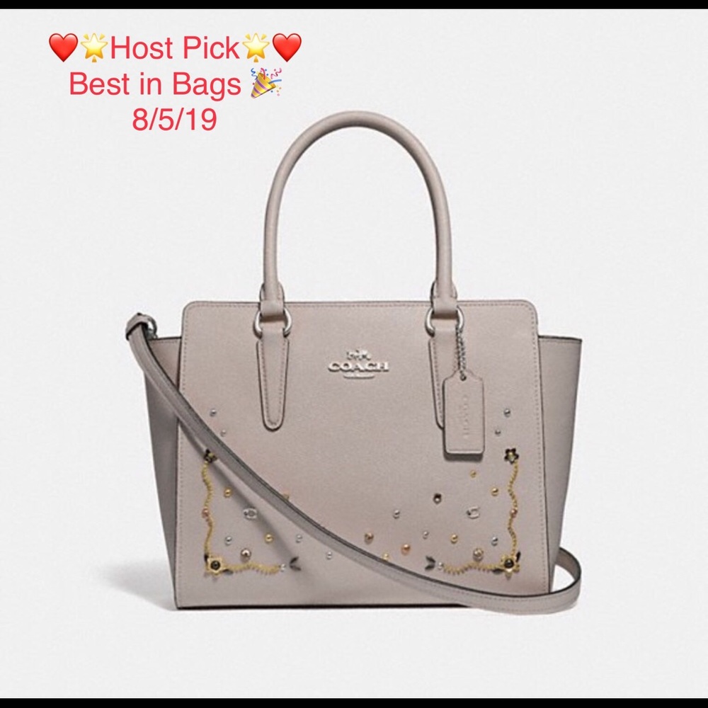 COACH LEAH SATCHEL WITH STARDUST CRYSTAL RIVETS - Picture 2 of 9